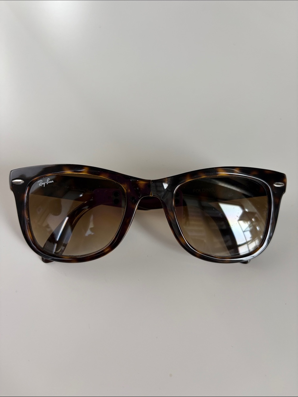 Ray-Ban Tortoiseshell Folding Wayfarer Sunglasses - Brown Lenses - RB4105